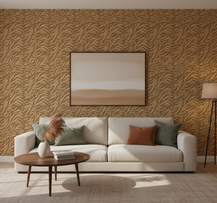 Papel de parede texturas e padrões pele de tigre marrom e bege - TenStickers