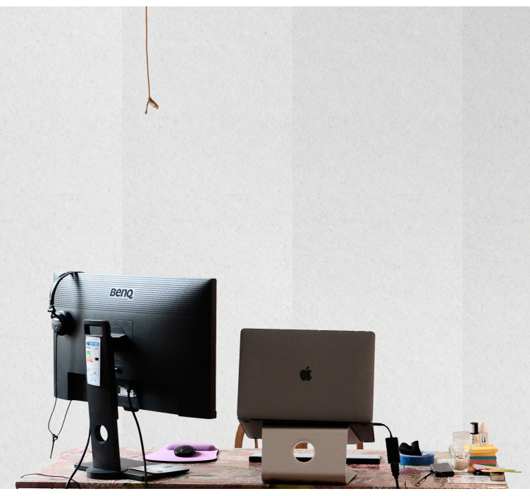 papel de parede tijolo espaço de trabalho minimalista - TenStickers