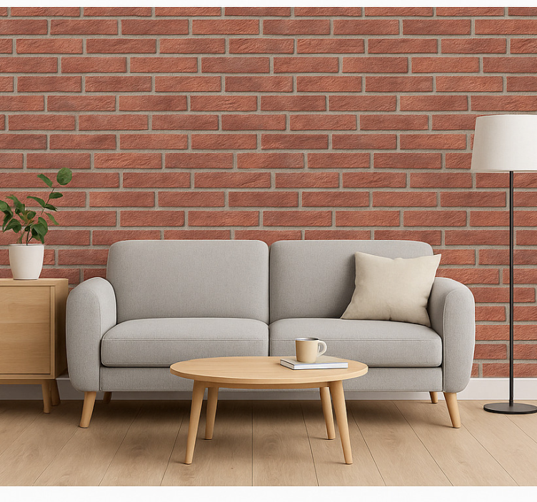 Papel de parede tijolo jardim em aquarela rosa - TenStickers