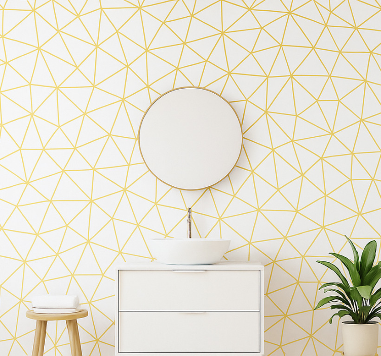 Papel de parede triângulos mosaico prismático dourado - TenStickers