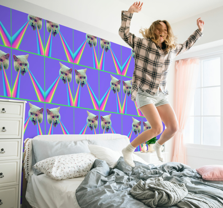 Papel de parede vaporwave laser cat - TenStickers