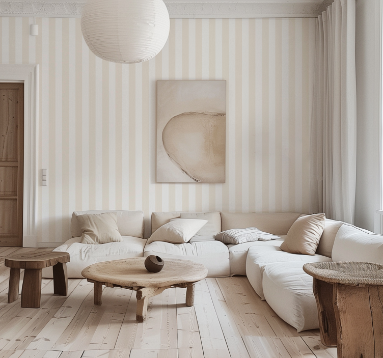 papel de parede vertical cores branco e bege - TenStickers