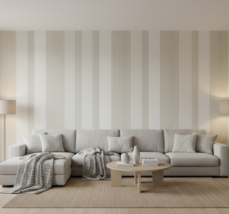 Papel de parede vertical envoltório linear minimalista creme - TenStickers
