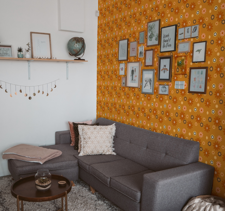 Papel de parede vintage 60s Flower Power - TenStickers