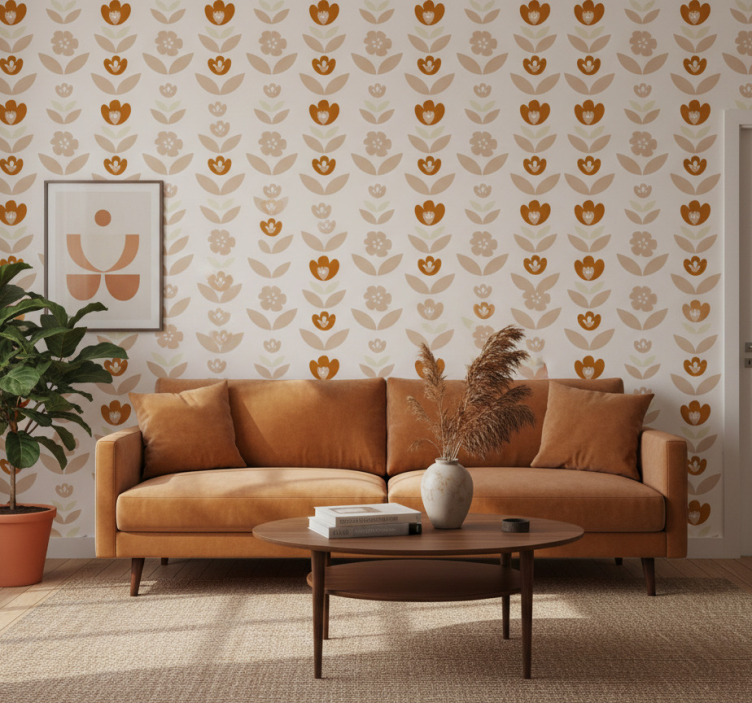 Papel de parede vintage flores dos anos 70 - TenStickers