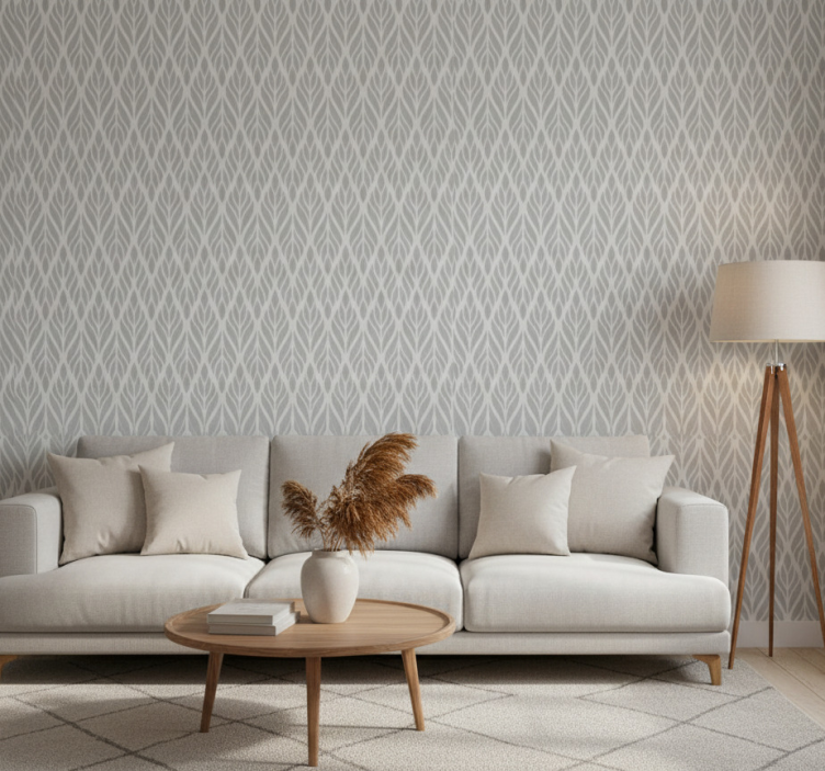 Papel de parede vintage padrão floral étnico cinza - TenStickers