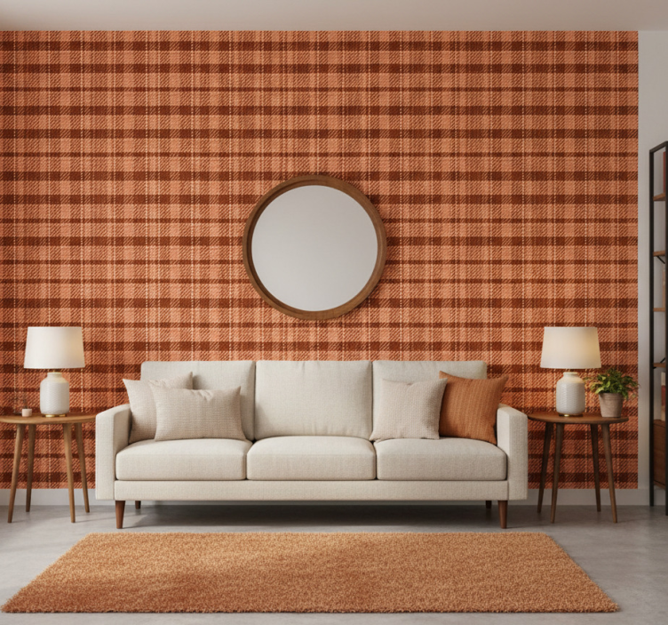 Papel de parede vintage padrão quadrado dos anos 70 - TenStickers