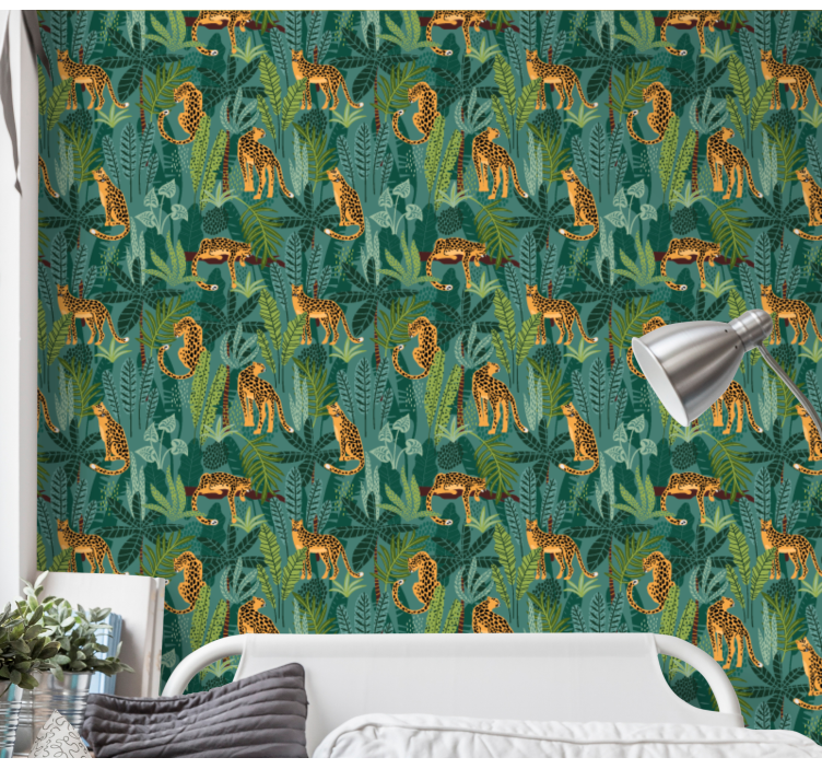 papel de parede 3 leopardo na selva - TenStickers