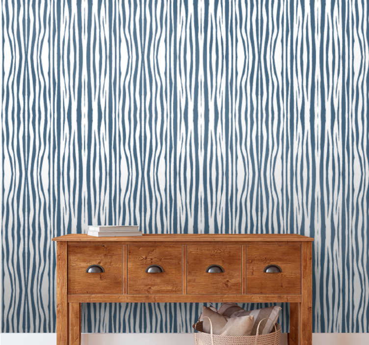 Papel de parede para sala hampton azul listrado - TenStickers