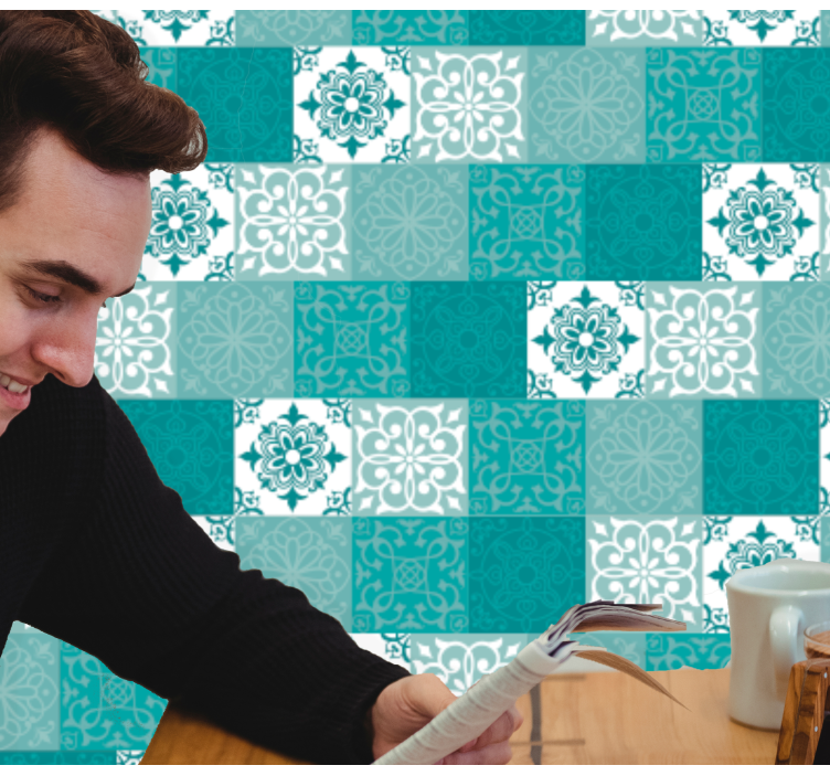 papel de parede azulejos Turquesa - TenStickers