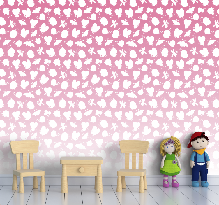 papel de parede borboletas Borboletas com degradação rosa - TenStickers