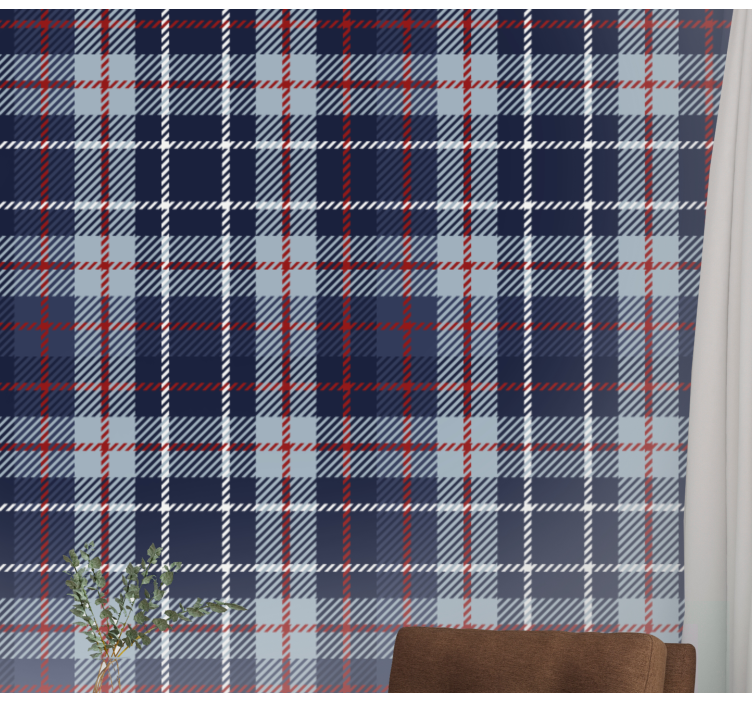 papel de parede clássico Tartan azul e vermelho - TenStickers