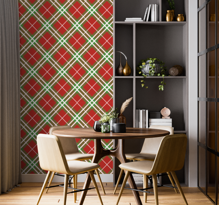 papel de parede clássico Tartan escocês vermelho e verde - TenStickers