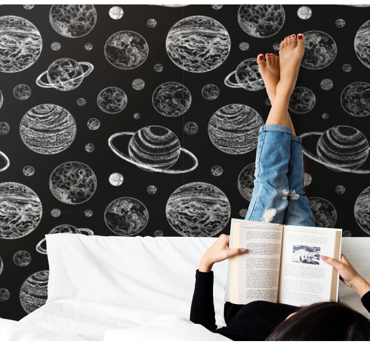 papel de parede estrelas Espaço preto e branco - TenStickers