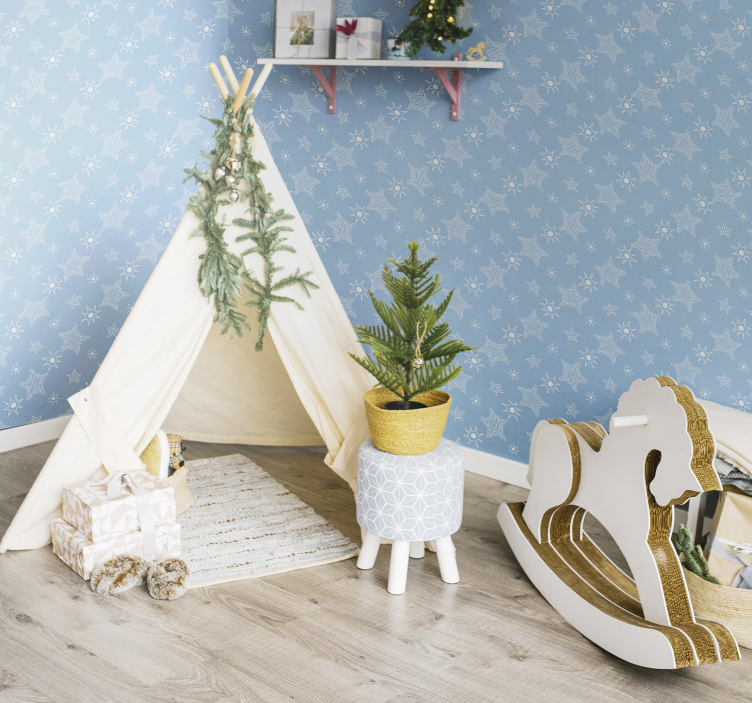 papel de parede estrelas Estrelas brancas e azuis - TenStickers