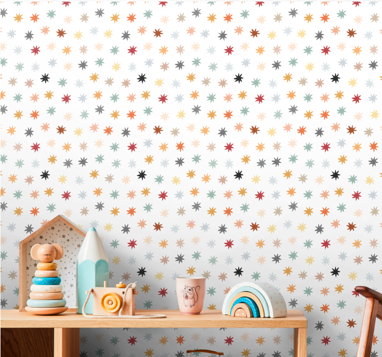 Papel de parede estrelas Estrelas laranja e vermelhas - TenStickers