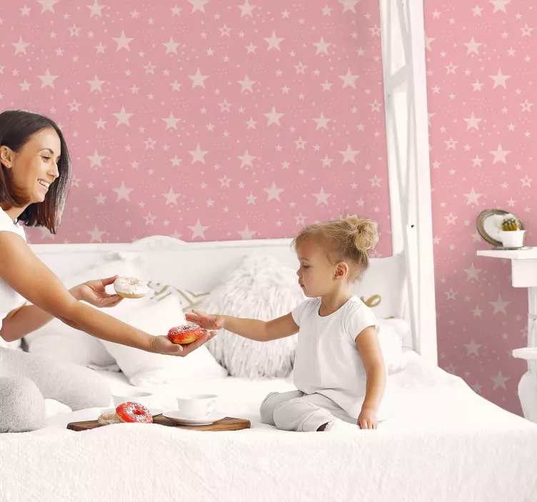 papel de parede estrelas Estrelas rosa claro em rosa escuro - TenStickers
