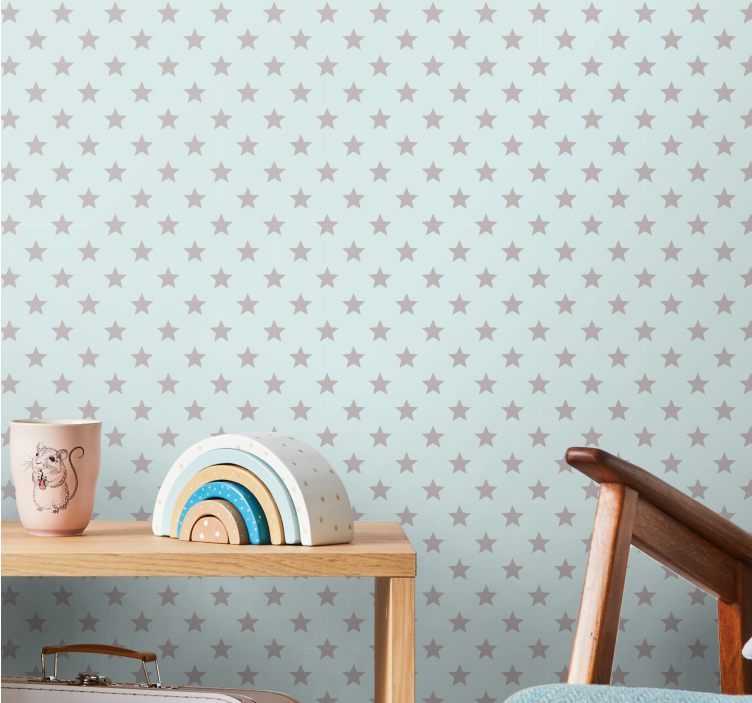 Papel de parede estrelas Fundo azul com estrelas cinza - TenStickers