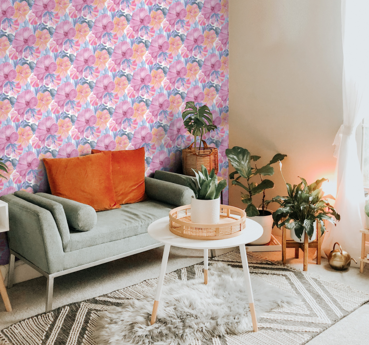 Papel parede flores malvas aquarela - TenStickers