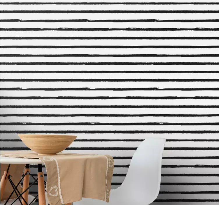papel de parede horizontal riscas pretas minimalistas - TenStickers