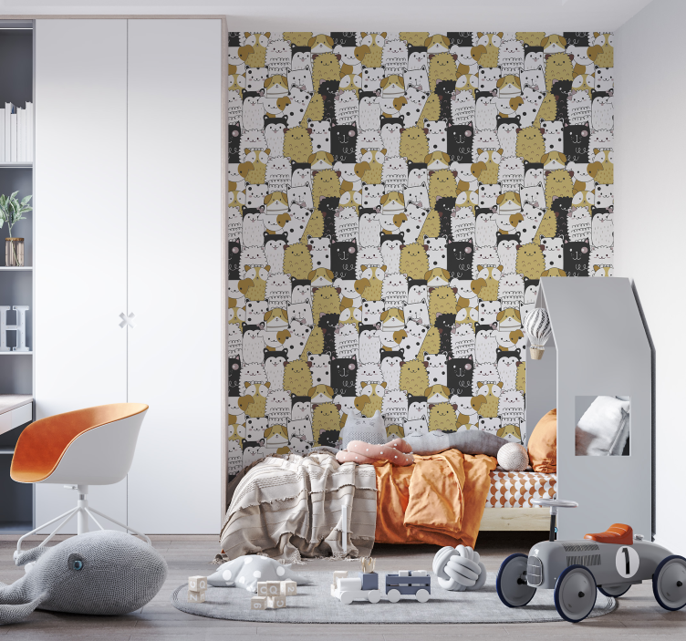 papel de parede infantil padrão de cães fofos - TenStickers