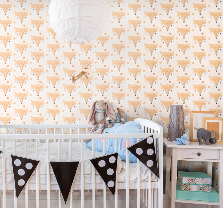Papel de parede infantil raposas pintadas à mão - TenStickers