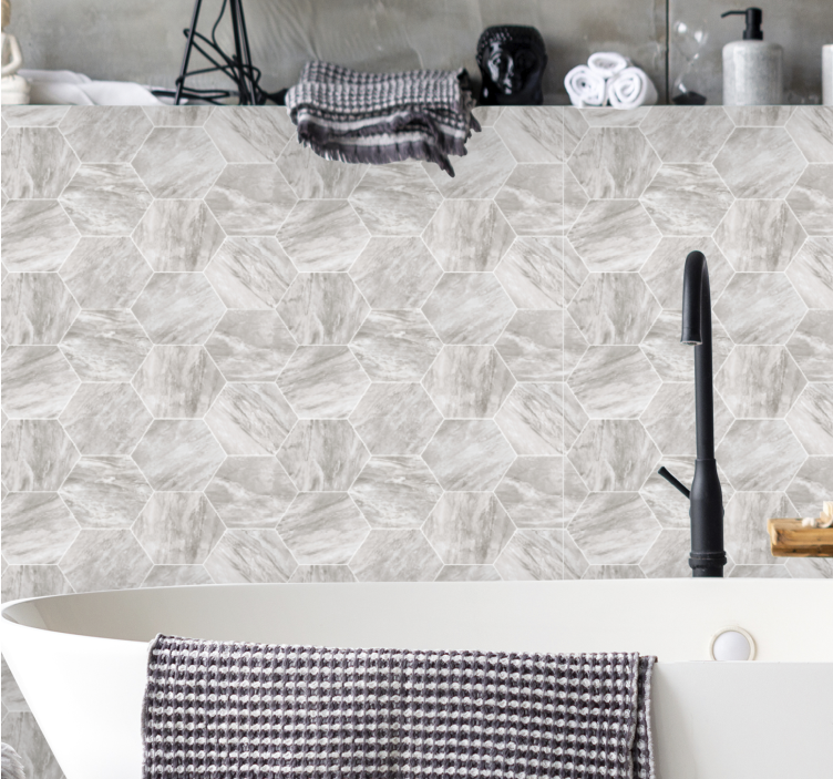 papel de parede mármore Padrão hexagonal de mármore cinza - TenStickers