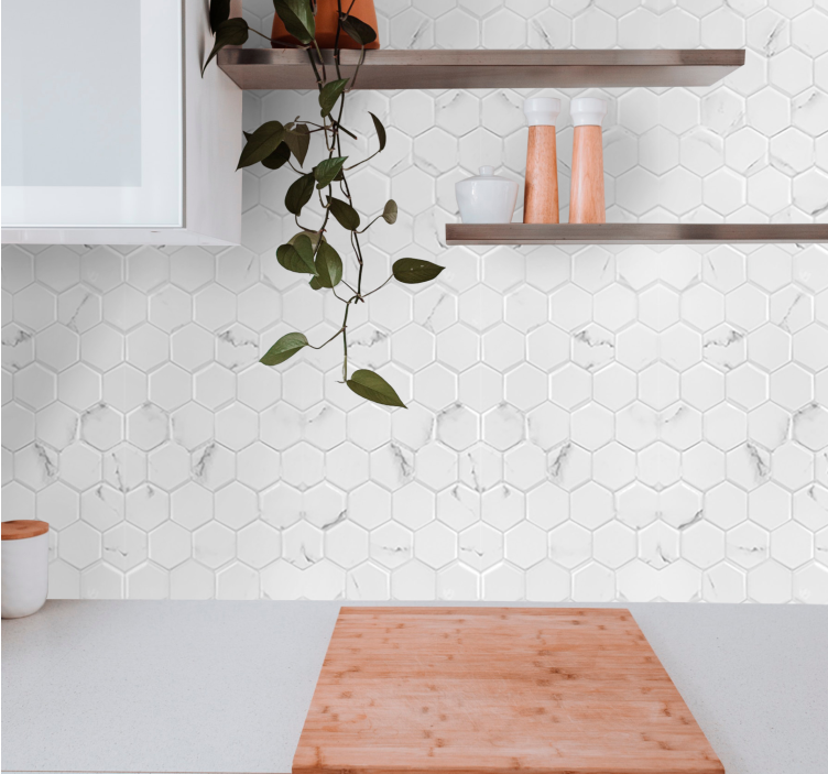 Papel de parede moderno Hexágono de azulejos cinza elegante - TenStickers