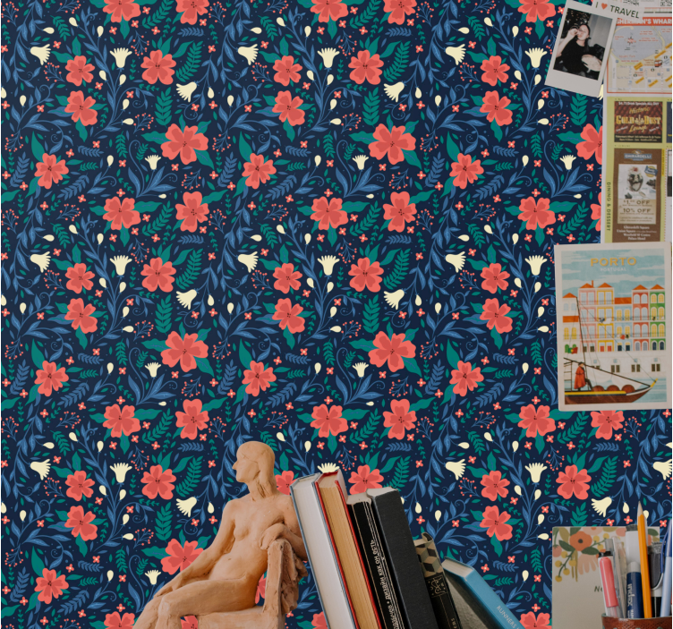 Papel de parede natureza Flores artísticas de estilo nórdico - TenStickers