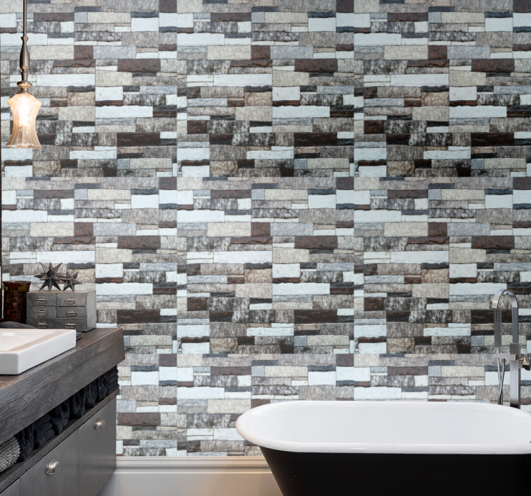 papel de parede pedra Imitação de pedra cinza elegante - TenStickers