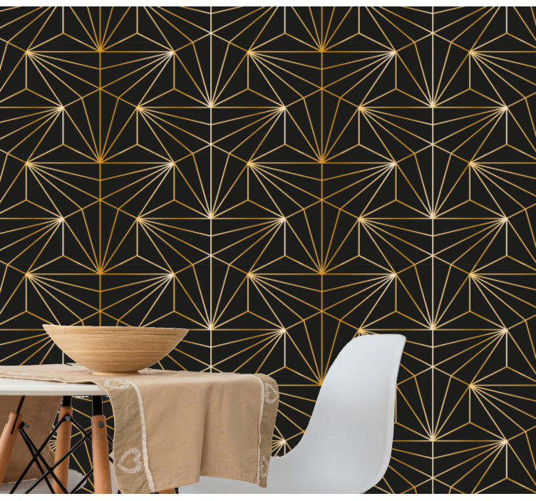papel de parede triângulos Padrão geométrico dourado - TenStickers