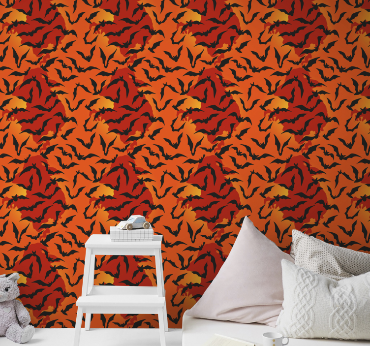 Papel de parede juvenil Morcegos fundo quente - TenStickers