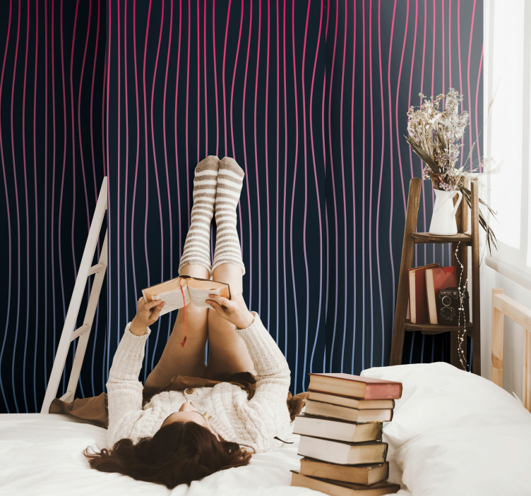 Papel parede vertical Linhas onduladas - TenStickers