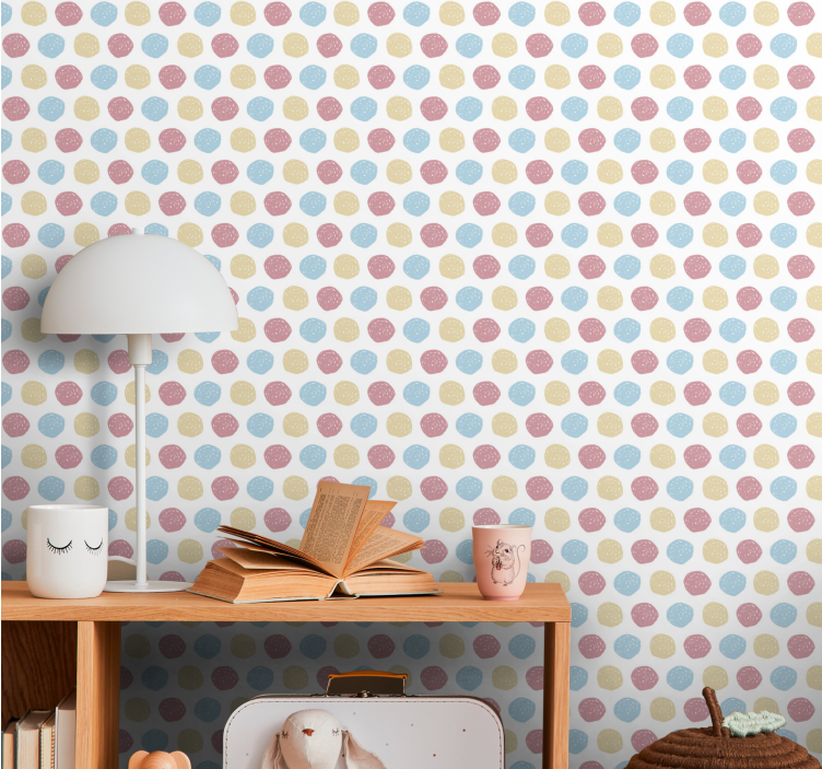 papel de parede para sala Bolinhas de cor pastel - TenStickers
