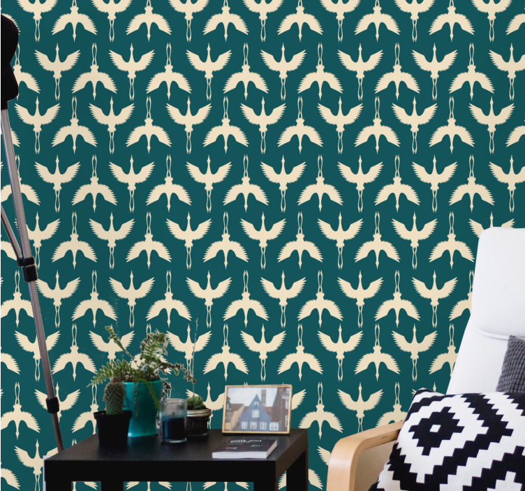 Papel de parede para sala cegonhas art déco - TenStickers