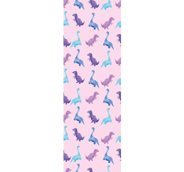 Papel de parede dinossauros padrão de enfermeira rosa - TenStickers