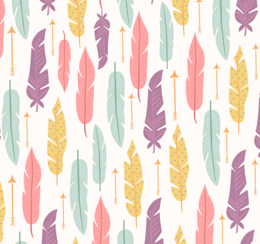 papel de parede quarto de casal arranjo de penas coloridas - TenStickers
