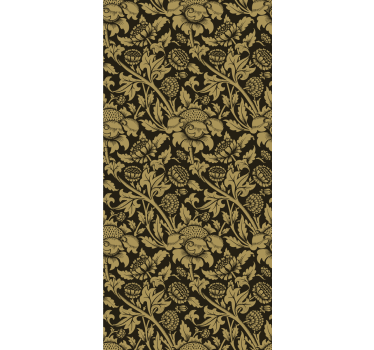 papel de parede floral tema verde dourado - TenStickers