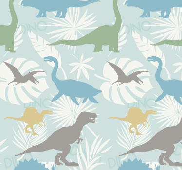 Papel de parede dinossauros padrão de cores pastel - TenStickers