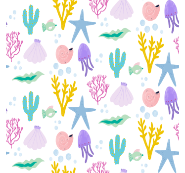 Papel de parede para quarto desenho de fundo do mar infantil - TenStickers