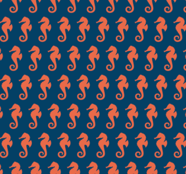 Papel de parede para quarto padrão cavalo-marinho laranja - TenStickers