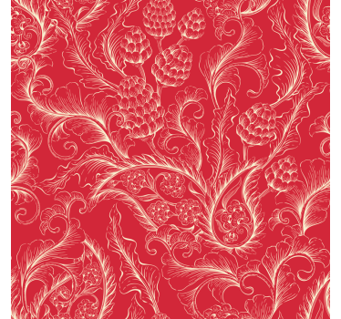 Papel de parede floral ilustração paisley vermelha - TenStickers
