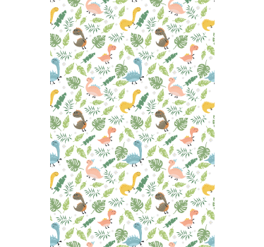 Papel de parede dinossauros floresta pastel com dinossauros - TenStickers