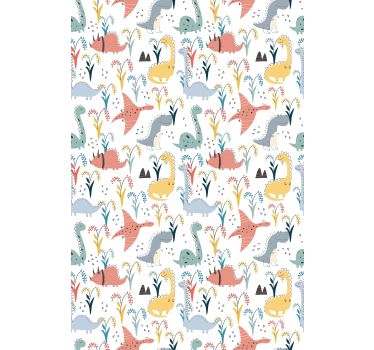 Papel de parede dinossauros padrão escandinavo colorido - TenStickers