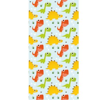 Papel de parede dinossauros padrão pequeno de dinossauro - TenStickers