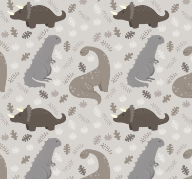Papel de parede dinossauros padrão cinza - TenStickers