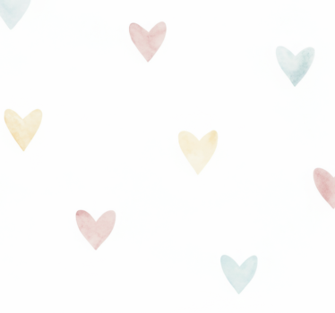 Papel de parede quarto de casal corações pastel em aquarela - TenStickers