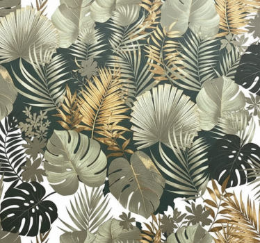 Papel de parede quarto de casal com padrões botânicos e florais - TenStickers