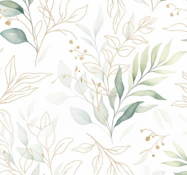 Papel de parede quarto de casal folhagem aquarela - TenStickers