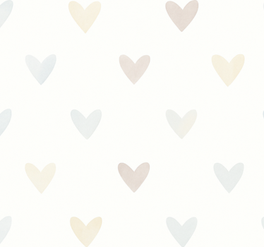 Papel de parede quarto de casal corações pastel em aquarela - TenStickers